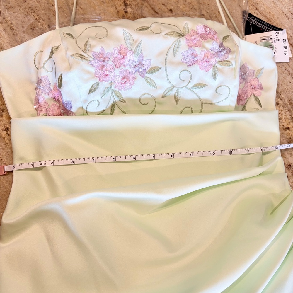 NWT City Triangles Sage Green Fairycore Gown Y2K Embroidered Prom Dress Sz 9/10 - Picture 4 of 8